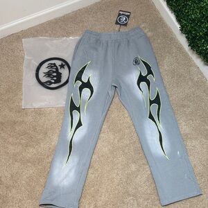 Men's Gray Graphic Joggers with Neon Accents/Hellstar